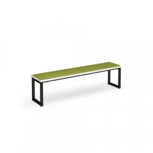 Otto benching solution low bench 1650mm wide with made to order upholstered seat pad – black frame, white top