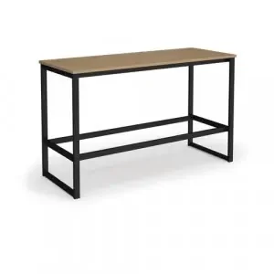 Otto Poseur benching solution dining table 1800mm wide – black frame, Kendal oak top