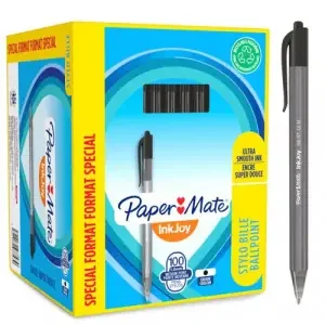 Paper Mate InkJoy 100 Retractable Ballpoint Pen 1.0mm Tip 0.7mm Line Black (Pack 80 + 20 Free) – S0977430