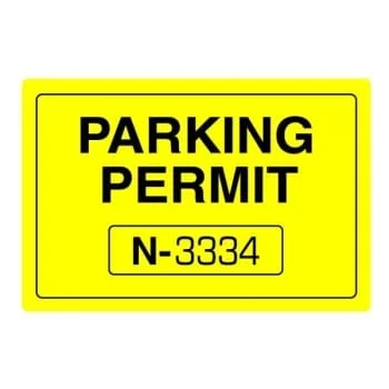 Parking Permit Static Cling, Yellow, 3 X 2, Package Of 100