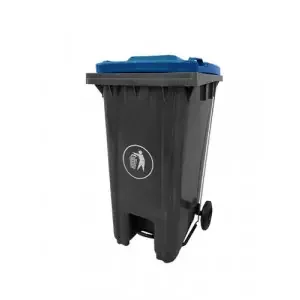 Pedal Wheeled Bin; 240L; Polypropylene; Dark Grey/Red/Orange Lid