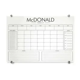 Personal Calendar Glass Dye-Sublimation Board, Style 1, 20″ x 30″, Gold Standoffs