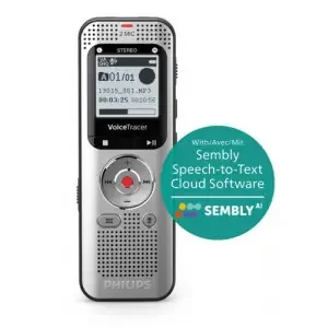 Philips DVT2015 8GB Digital VoiceTracer with Semblys AI Speech-to-Text Cloud Software
