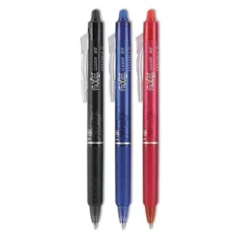 Pilot Frixion Erasable Gel Pen Retract Fine 0.7 Mm Asst Ink/Barrel Package Of 3