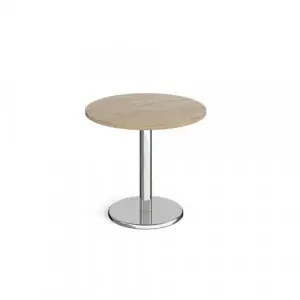 Pisa circular dining table with round chrome base 800mm – Barcelona walnut