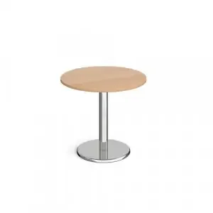 Pisa circular dining table with round chrome base 800mm – beech