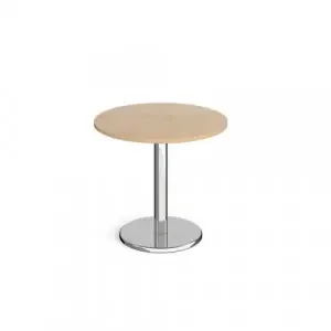 Pisa circular dining table with round chrome base 800mm – Kendal oak