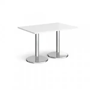 Pisa rectangular dining table with round chrome bases 1200mm x 800mm – white