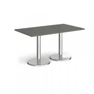 Pisa rectangular dining table with round chrome bases 1400mm x 800mm – Onyx Grey