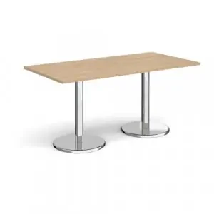 Pisa rectangular dining table with round chrome bases 1600mm x 800mm – Kendal oak
