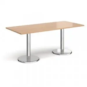 Pisa rectangular dining table with round chrome bases 1800mm x 800mm – beech