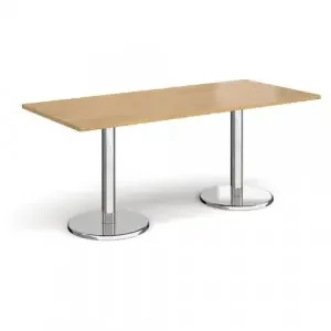 Pisa rectangular dining table with round chrome bases 1800mm x 800mm – oak