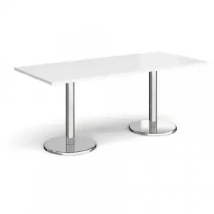 Pisa rectangular dining table with round chrome bases 1800mm x 800mm – white