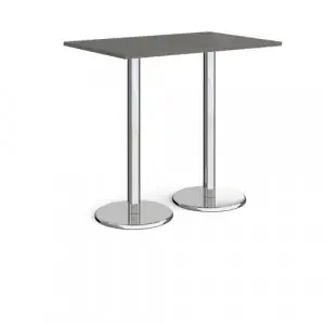 Pisa rectangular poseur table with round chrome bases 1200mm x 800mm – Onyx Grey
