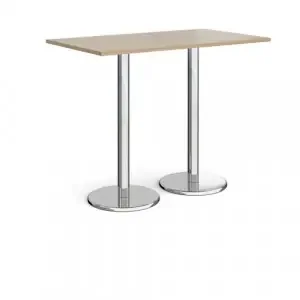 Pisa rectangular poseur table with round chrome bases 1400mm x 800mm – Barcelona walnut