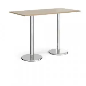 Pisa rectangular poseur table with round chrome bases 1600mm x 800mm – Barcelona walnut