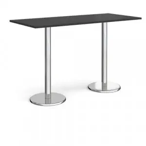 Pisa rectangular poseur table with round chrome bases 1800mm x 800mm – Black