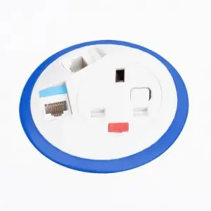 Pixel in-surface power module with 1 x UK socket, 2 x RJ45 sockets – white