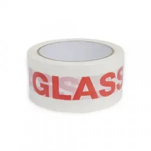 Polypropylene Printed Tape Glass With Care Red On White 50mmx66m Pack 36