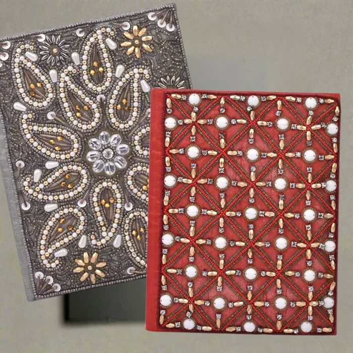 PRE ORDER – Exquisite Zari Hand-Embroidered Journal – A Royal Artistry 5×7 Keepsake