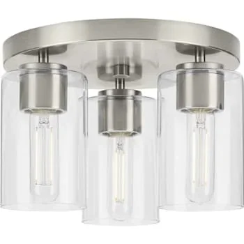 Progress Lighting Cofield 3-Light Flush Mount, 12″, Brushed Nickel, Clear