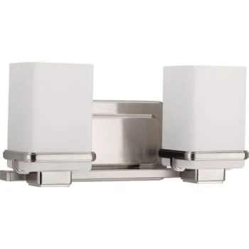 Progress Lighting Metric 13 In. 2-Light Incandescent Bath Vanity Fixture (Brushed Nickel)