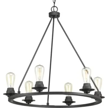 Progress Lighting® Debut 6-Light Indoor Chandelier (Graphite) (Glass)