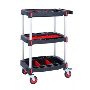 Proplaz Handy Tool Trolley; 3 Shelf; 100kg; Black/Silver
