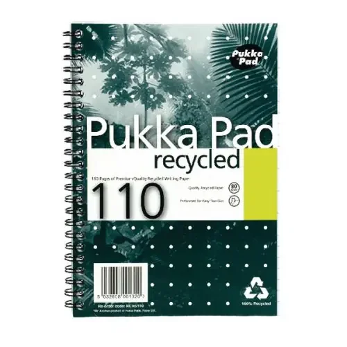 Pukka Pad A5 Wirebound Card Cover Notebook Recycled Ruled 110 Pages Green (Pack 3) – RCA5/110-3
