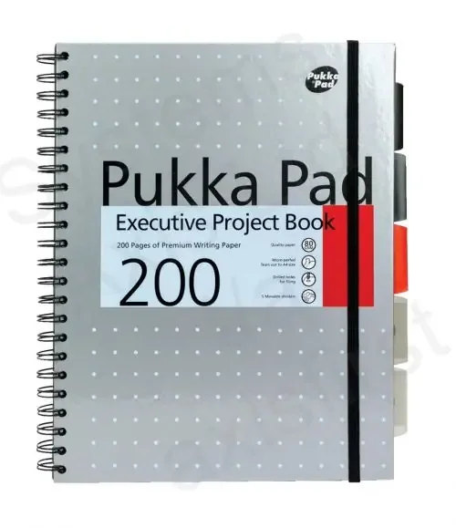 Pukka Pad Executive Metallic Project Book A4 Wirebound Ruled 200 Page Hard Back Assorted (Pack 3) 6970-MET