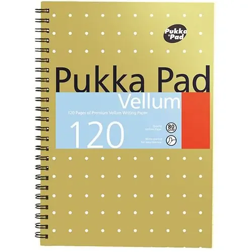 Pukka Pad Vellum A5 Wirebound Card Cover Ruled 120 Pages Yellow (Pack 3) – VJM/2
