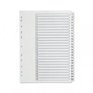 Q-Connect 1-25 Index Multi-Punched Reinforced Board Clear Tab A4 White KF97056