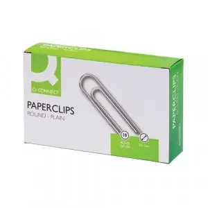 Q-Connect Paperclips Plain 32mm 100 Per Box (10 Pack) KF01314Q