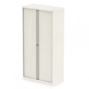 Qube by Bisley 2000mm Side Tambour Cupboard Chalk White No Shelves