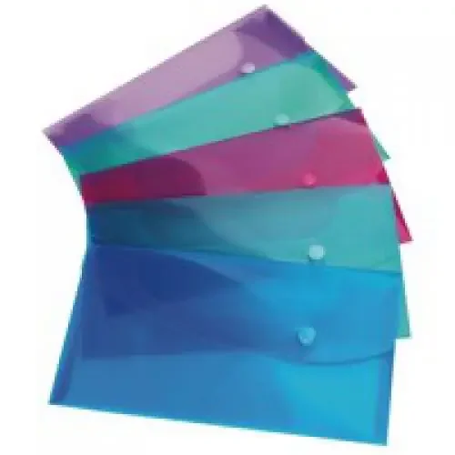 Rapesco Bright Popper Wallet Polypropylene Foolscap Assorted Colours (Pack 5) – 0688