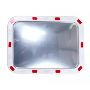 Rectangular Traffic Mirror with Reflective Edges; 600 x 800 x 50mm; White/Red