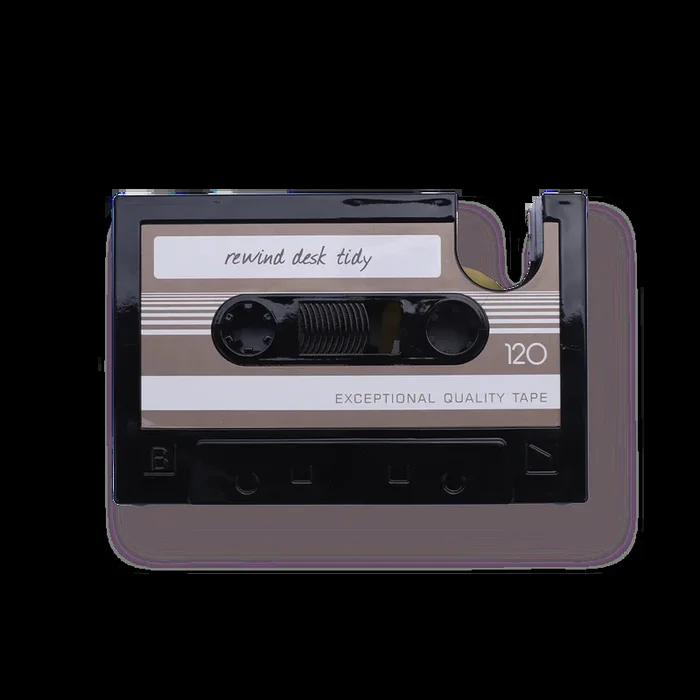Retro Cassette Tape Dispenser with Pen Holder