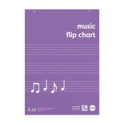 Rhino A1 Educational Music Flipchart Pad 30 Leaf 20 Music 5 Stave Ruling with Plain Reverse (Pack 5) – REMFC-0
