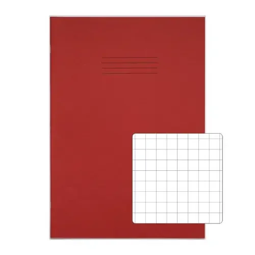 Rhino A4 Plus Exercise Book Red S10 Squared 80 Page (Pack 50) VDU080-301