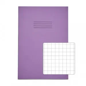 RHINO Exercise Book A4 10mm Squared 64 Page Purple (Pack 50) VEX677-3615-8