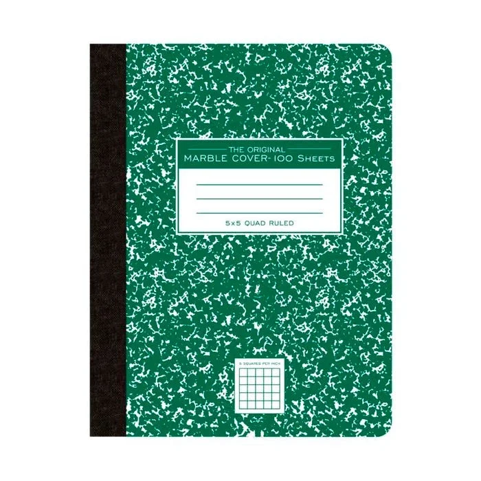 Roaring Spring Composition Book, Graph Ruled, 9-3/4 x 7-1/2 Inches, Green Marble