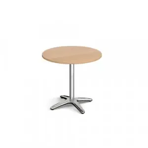 Roma circular dining table with 4 leg chrome base 800mm – beech