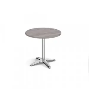 Roma circular dining table with 4 leg chrome base 800mm – grey oak