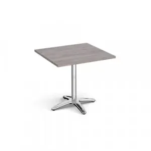 Roma square dining table with 4 leg chrome base 800mm – grey oak