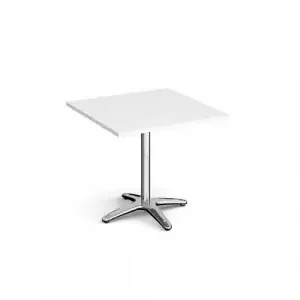 Roma square dining table with 4 leg chrome base 800mm – white