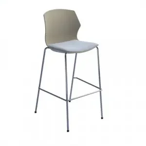 Roscoe high stool with chrome legs and plastic shell – sandy beech with made to order seat