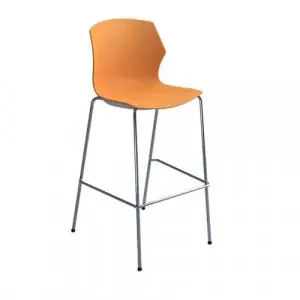 Roscoe high stool with chrome legs and plastic shell – warm yellow