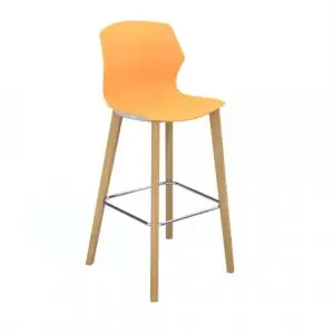 Roscoe high stool with natural oak legs and plastic shell – warm yellow