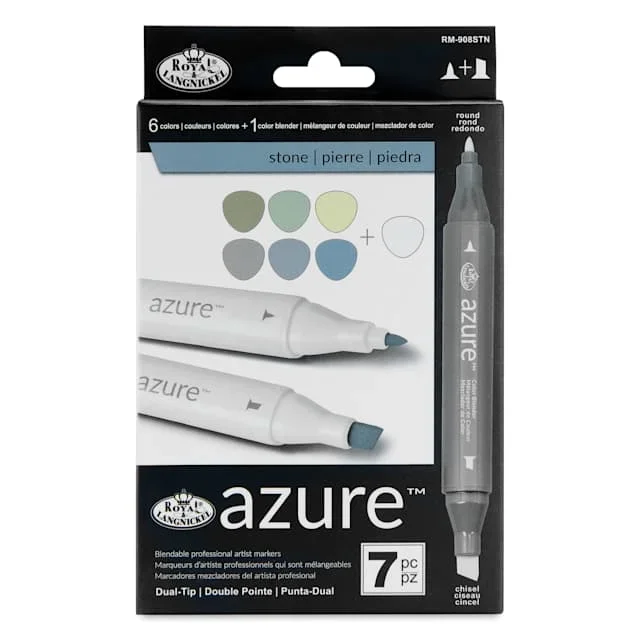 Royal & Langnickel Azure Dual Tip Markers – Set of 7, Stone Colors