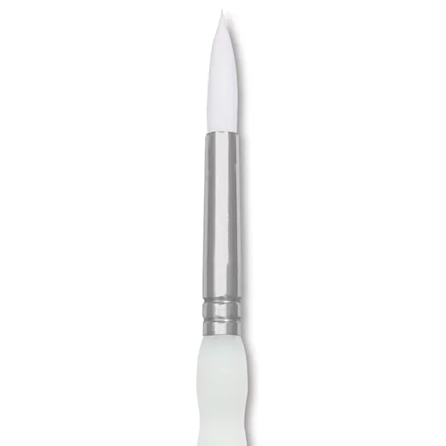 Royal & Langnickel Soft Grip White Taklon Brush – Round, Short Handle, Size 6